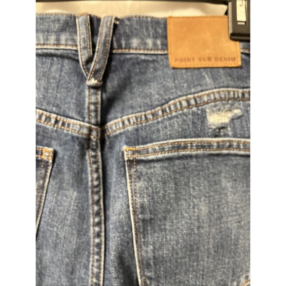Point Sur Denim High-Rise Boyfriend Jean Raw Hem Dark Wash Size 29 - Picture 7 of 9